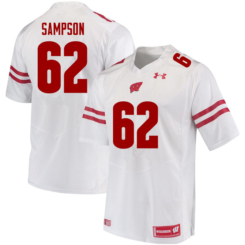 Men #62 Cormac Sampson Wisconsin Badgers College Football Jerseys Sale-White
